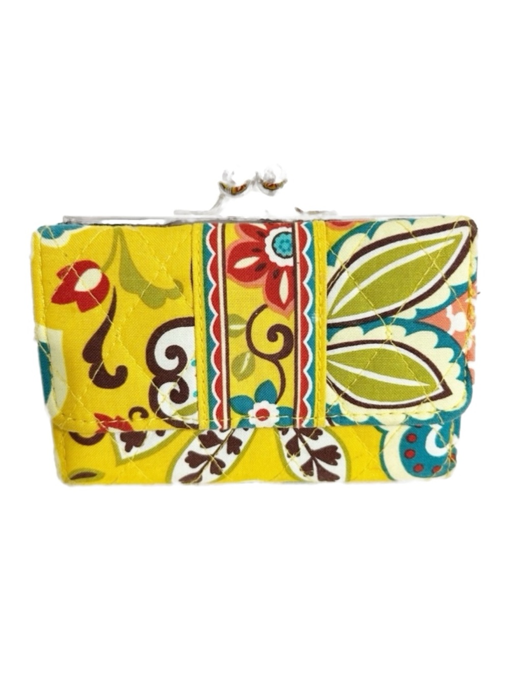 Vera Bradley Quilted Cotton Provencal Pattern Small Trifold Kisslock Wallet